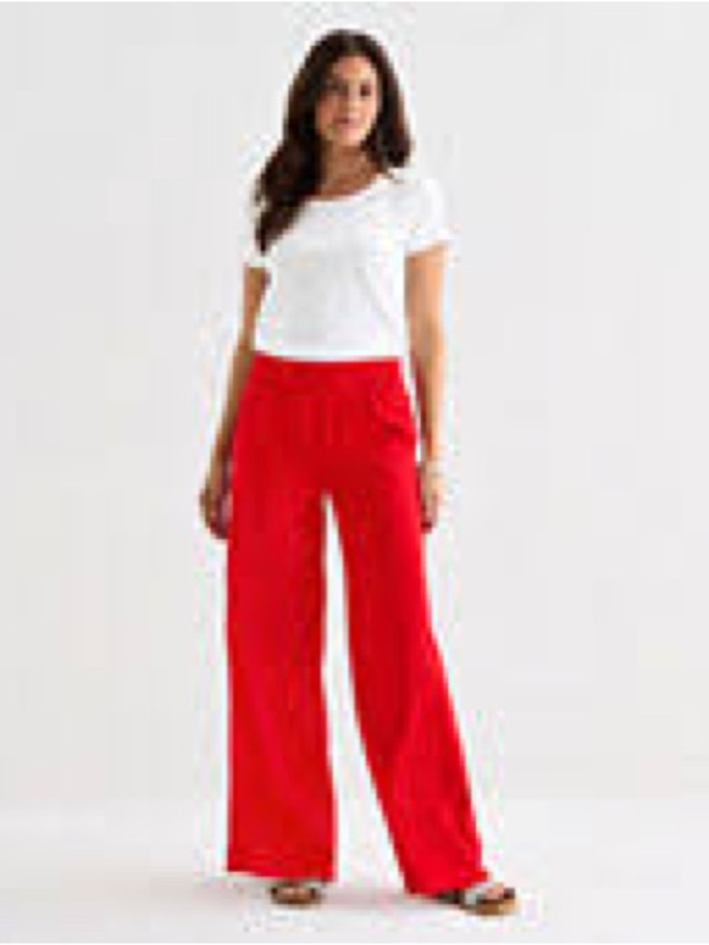 NWT St Johns Bay Wide Leg High Rise  Comfort Waist Red Velvet Pants Womens 12